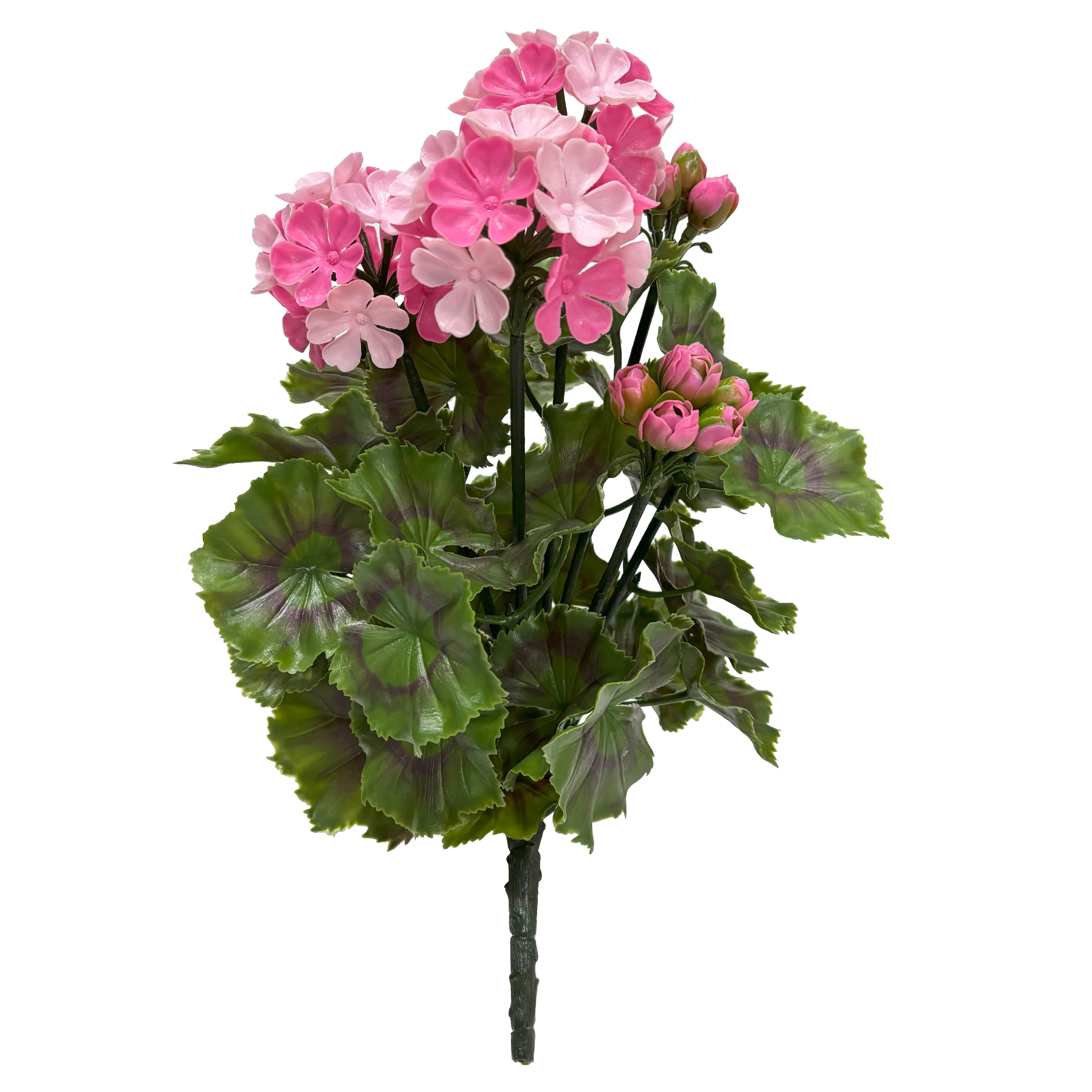 17" Outdoor UV-Proof Artificial Geranium Flower Bush -2 Tone Pink (Pack of 4)