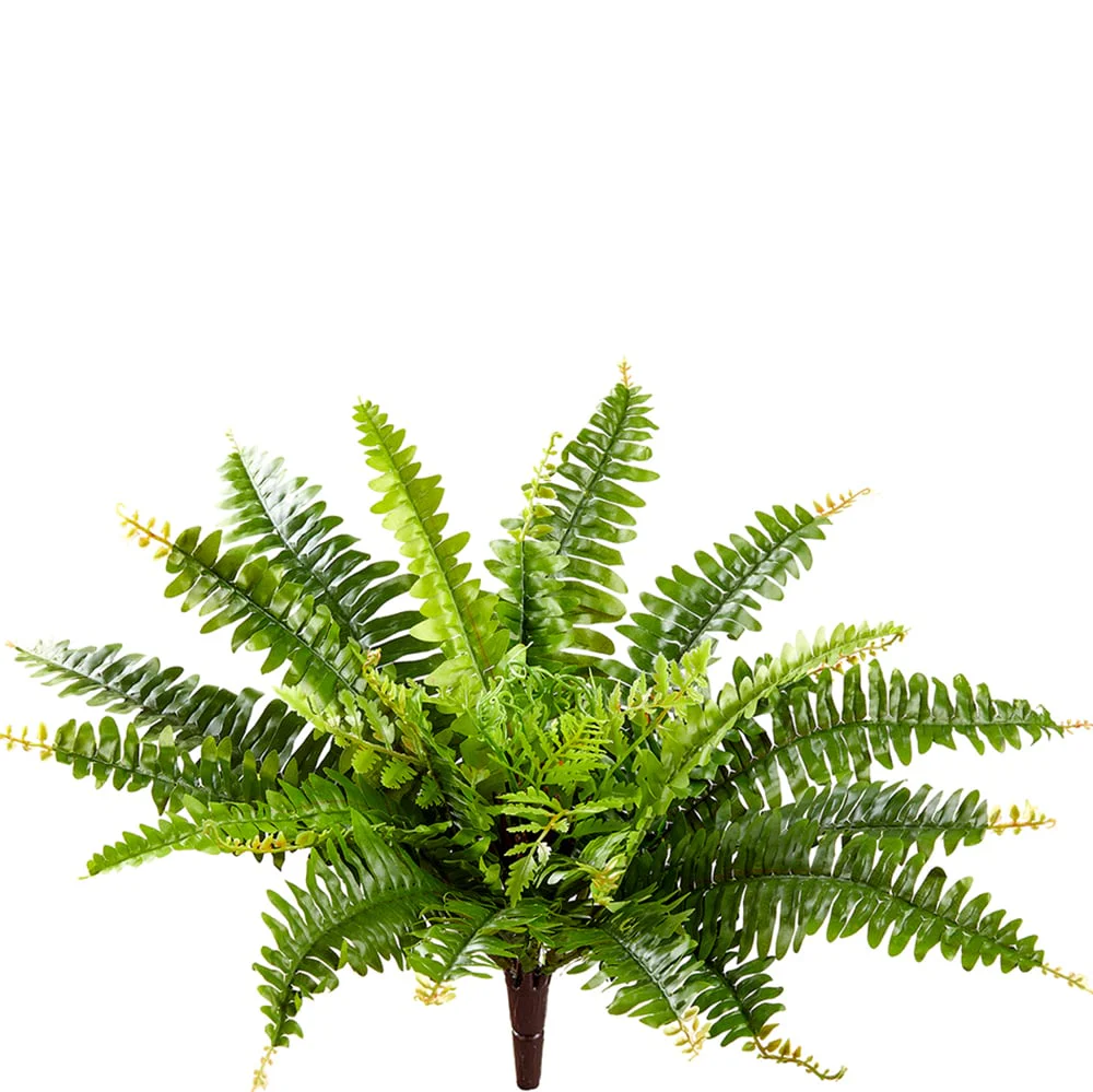 17" Outdoor UV-Resistant Artificial Boston Fern Plant -Green (Pack of 12)