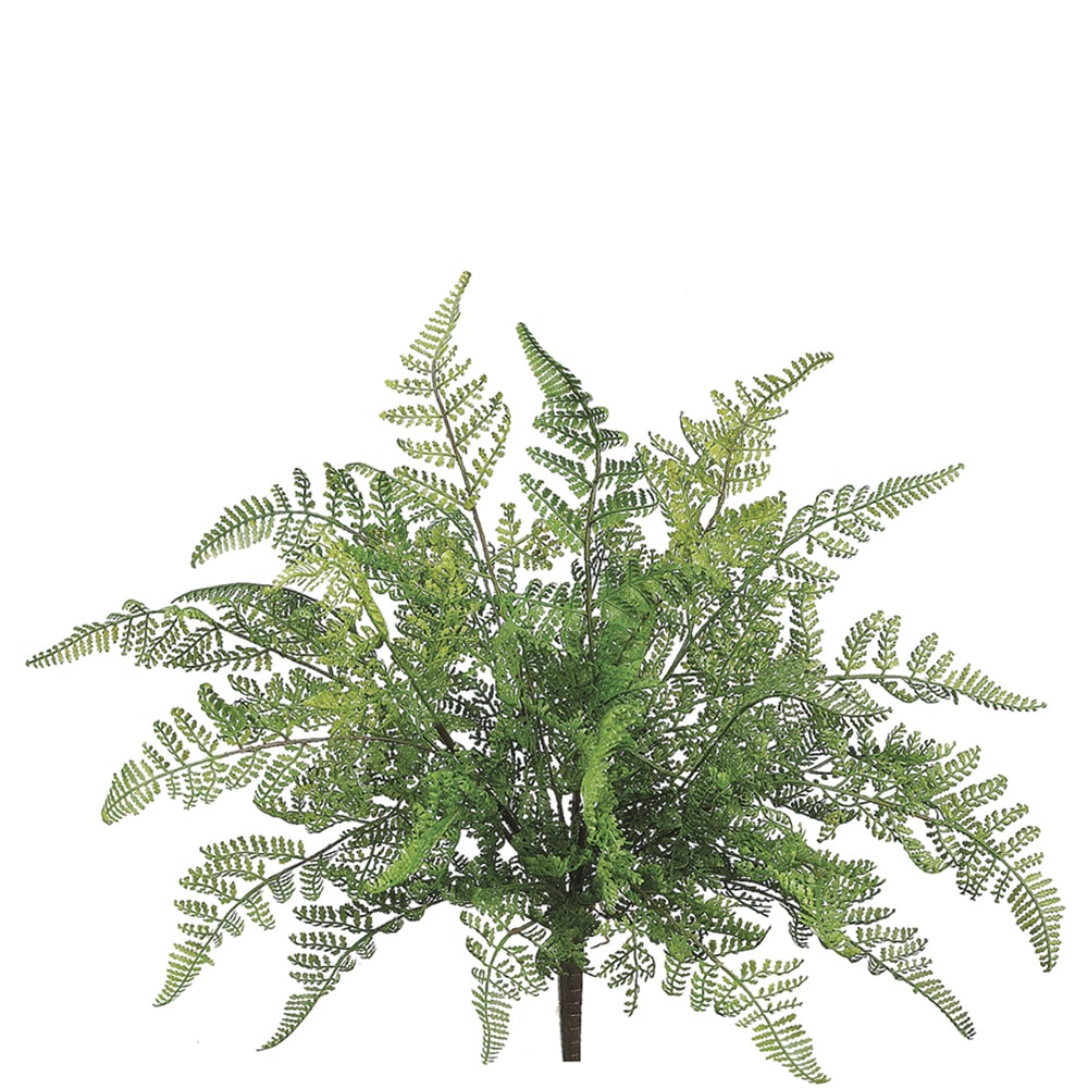 17" Outdoor UV-Resistant Artificial Leather Fern Plant -Green (Pack of 12)