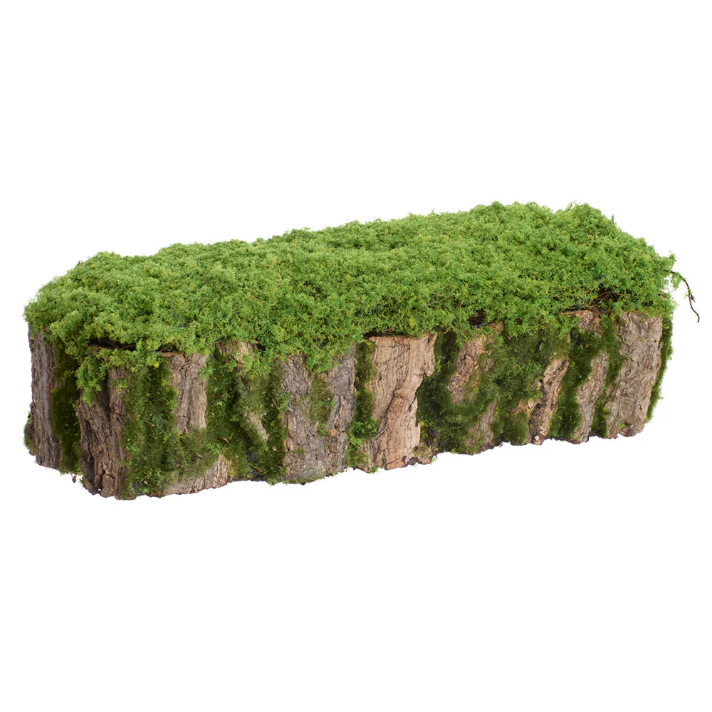 17" Rectangle Moss Stump Artificial Topiary -Green (Pack of 4)