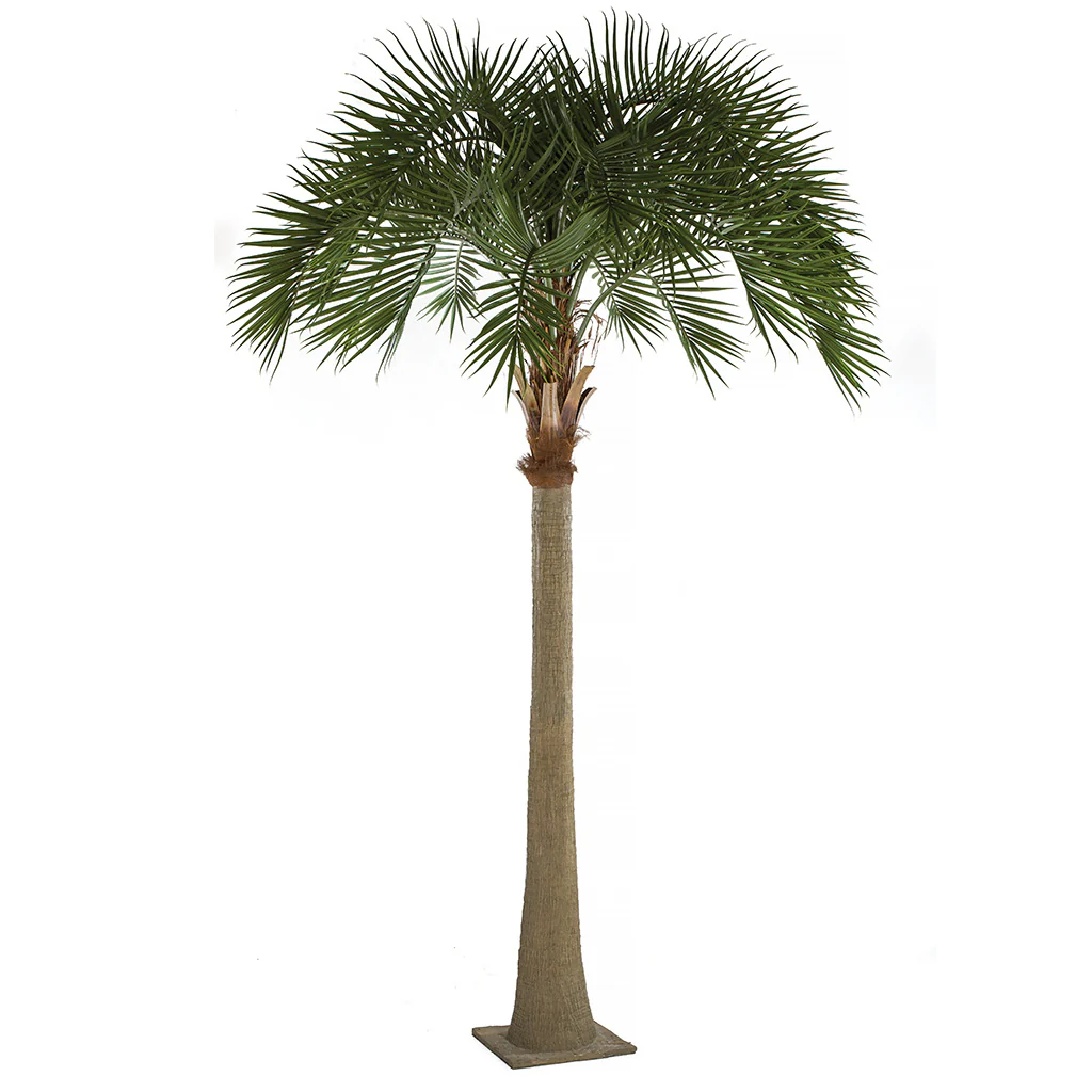 17' Royal Silk Palm Tree w/Metal Base Plate -Green