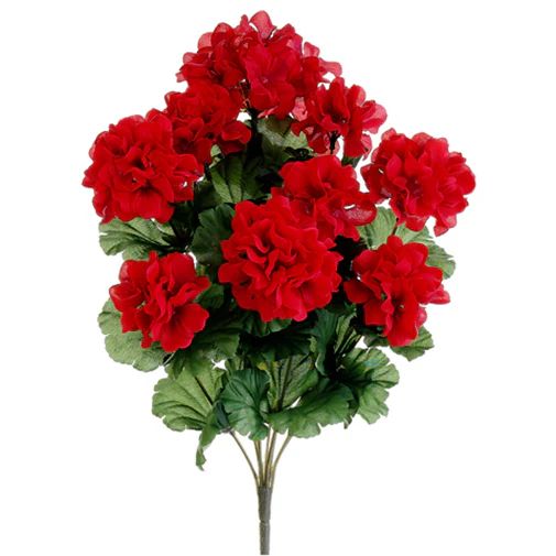 17" Silk Geranium Flower Bush -Red (Pack of 12)