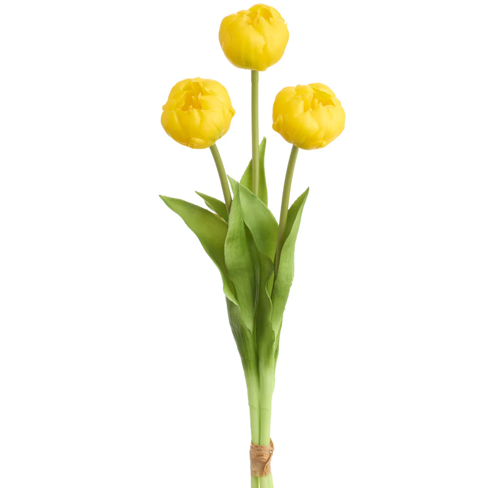 17" Tulip Silk Flower Stem Bundle -Yellow (Pack of 16)