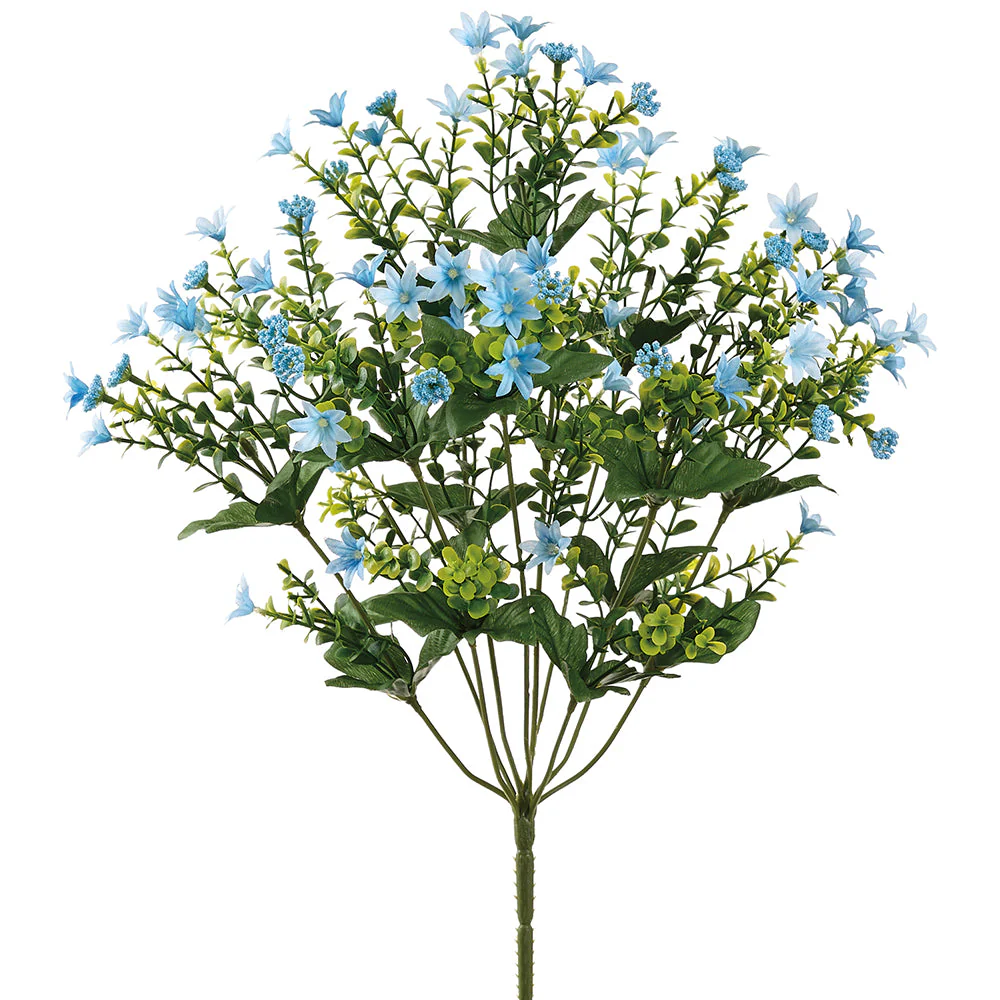 17" Wild Starflower Artificial Flower Bush -Blue (Pack of 12)