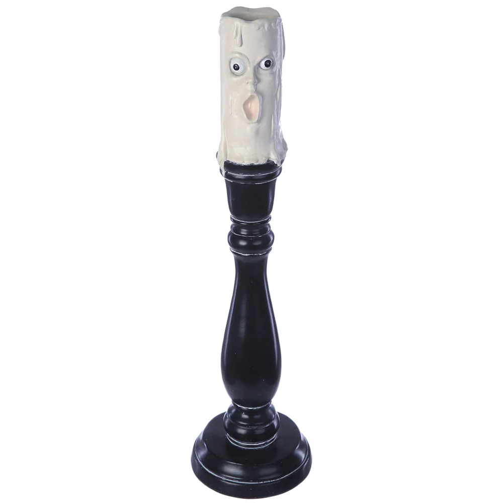 18.25" Halloween Candleholder -White/Black