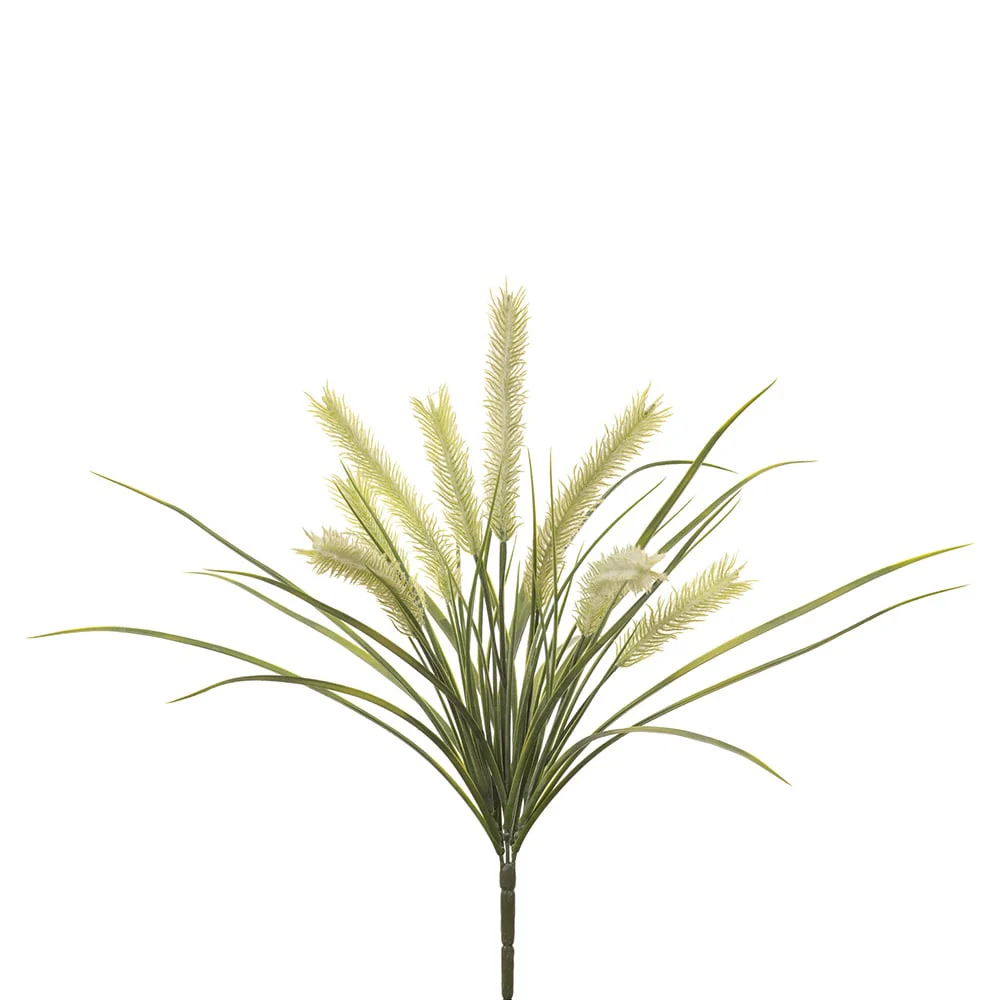 18.5" Artificial Rattail Grass Flower Bush -Green (Pack of 12)