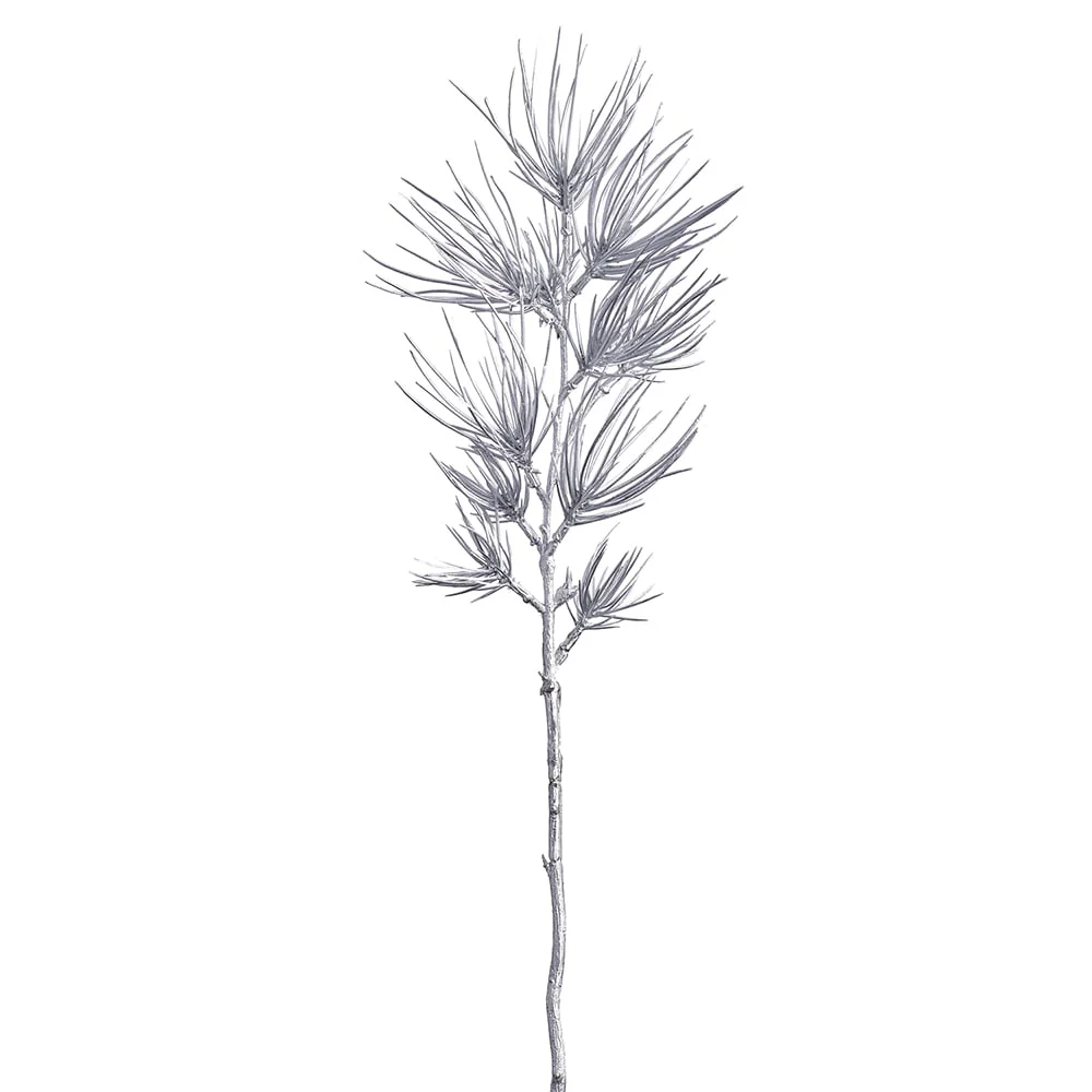 18.5" Metallic Artificial Needle Pine Stem -Silver (Pack of 12)