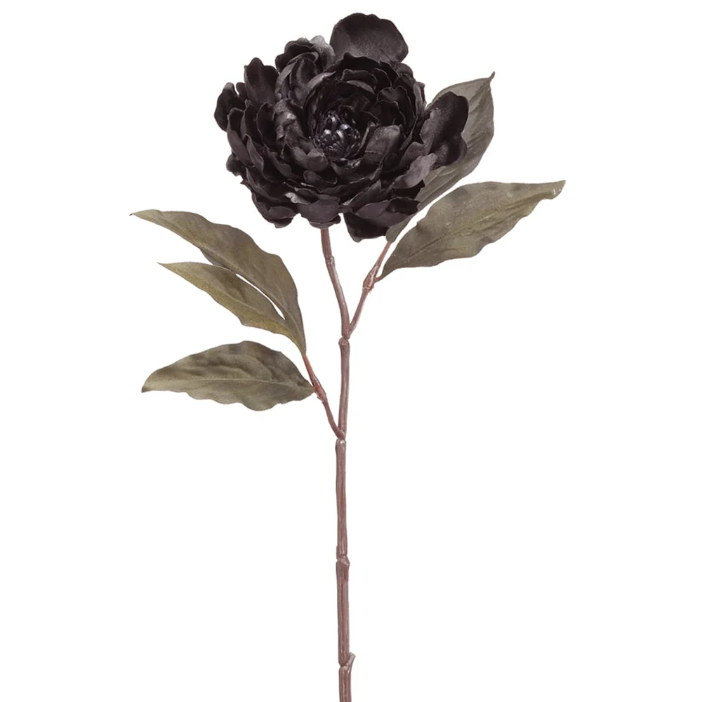18.5" Peony Silk Flower Stem -Black (Pack of 12)