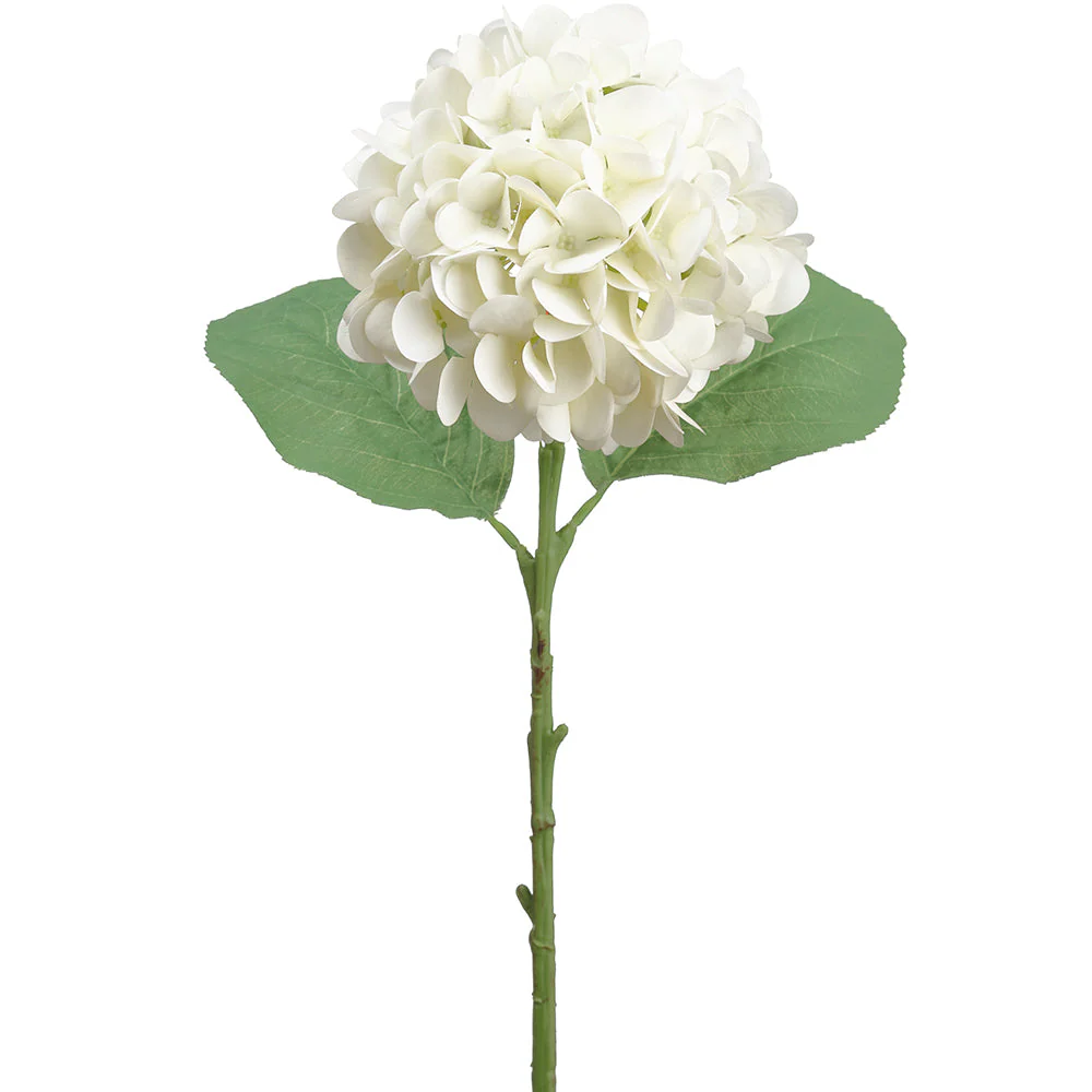 18.5" Real Touch Hydrangea Silk Flower Stem -Cream (Pack of 12)