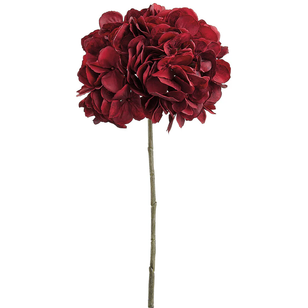 18.5" Real Touch Hydrangea Silk Flower Stem -Red (Pack of 12)
