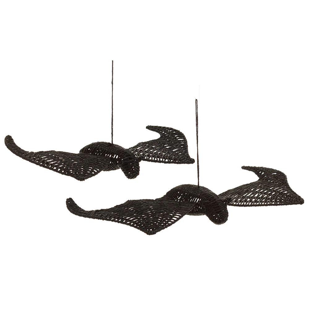 18.5" Set Of Halloween Hanging Bats -Black