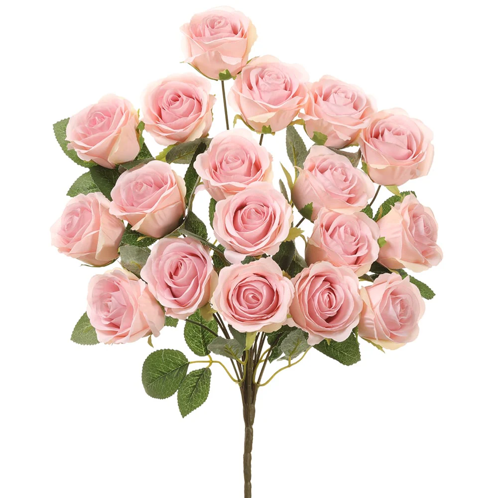 18.5" Silk Rose Flower Bush -Pink (Pack of 12)