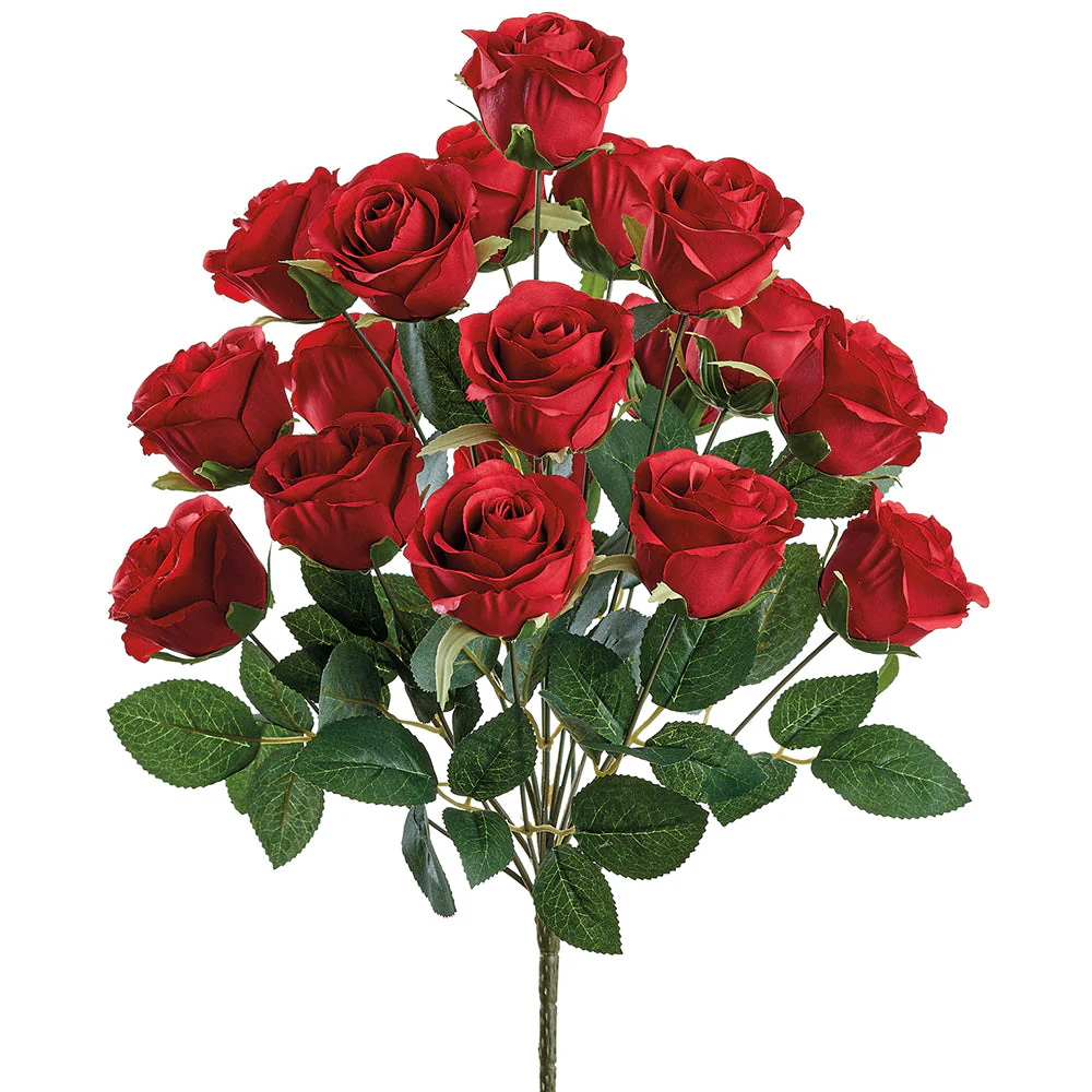 18.5" Silk Rose Flower Bush -Red (Pack of 12)