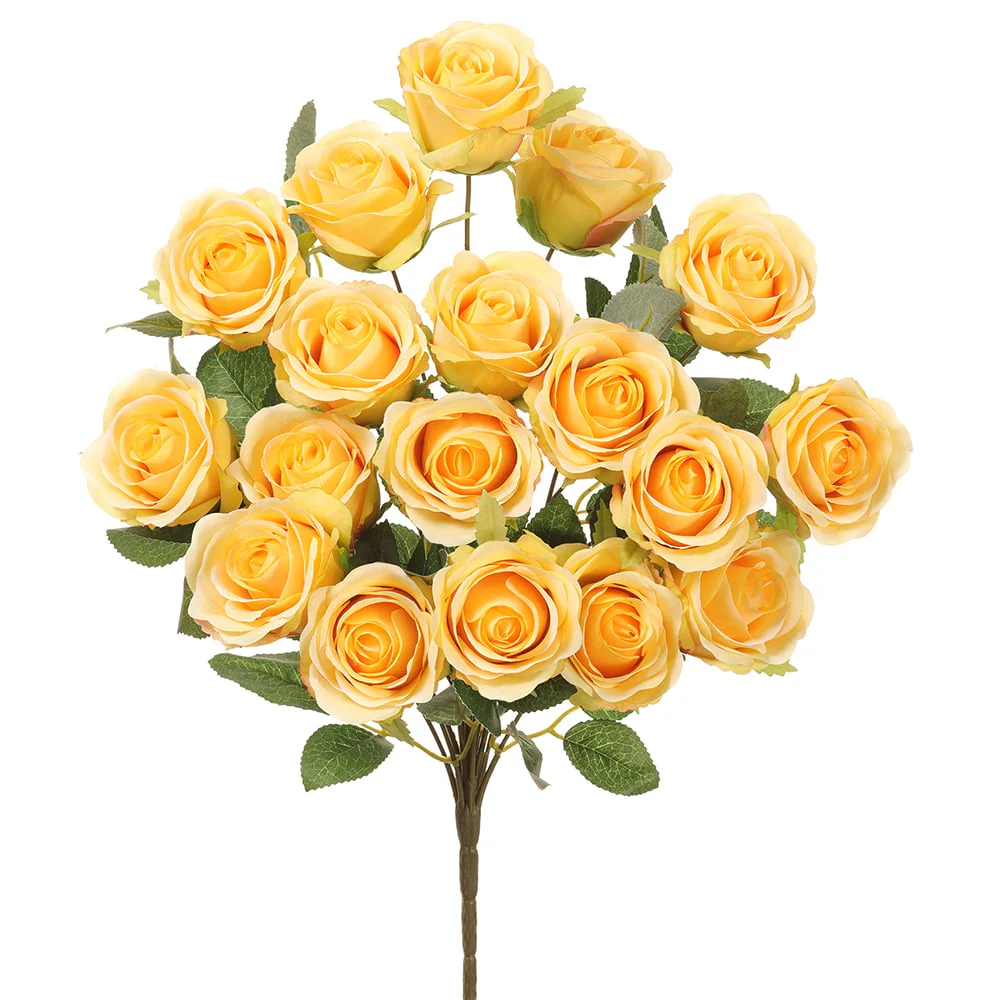 18.5" Silk Rose Flower Bush -Yellow (Pack of 12)