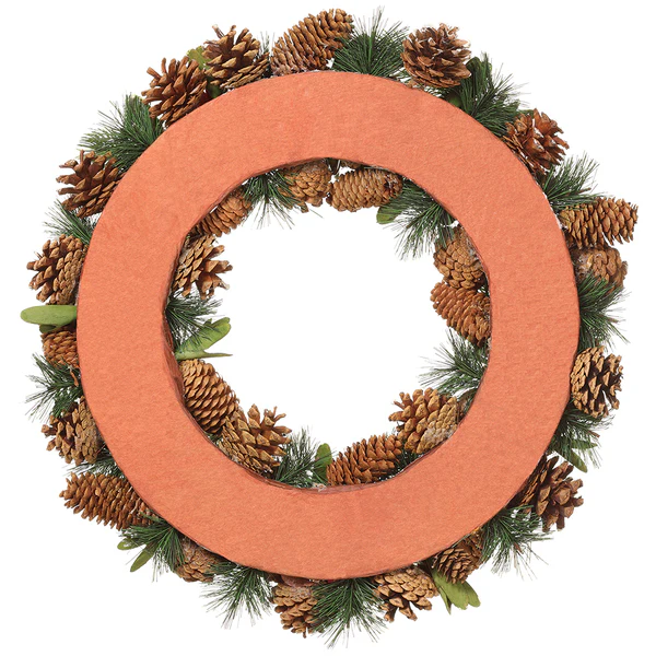 18.8" Flocked Artificial Pinecone, Berry & Wood Chip Flower Wreath -Red/Brown (Pack of 2) - Image 2