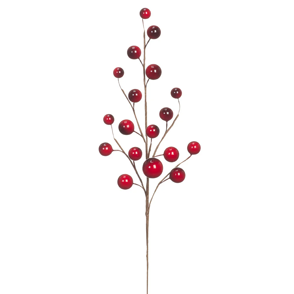 18" Artificial Berry Stem Pick -2 Tone Red (Pack of 12)