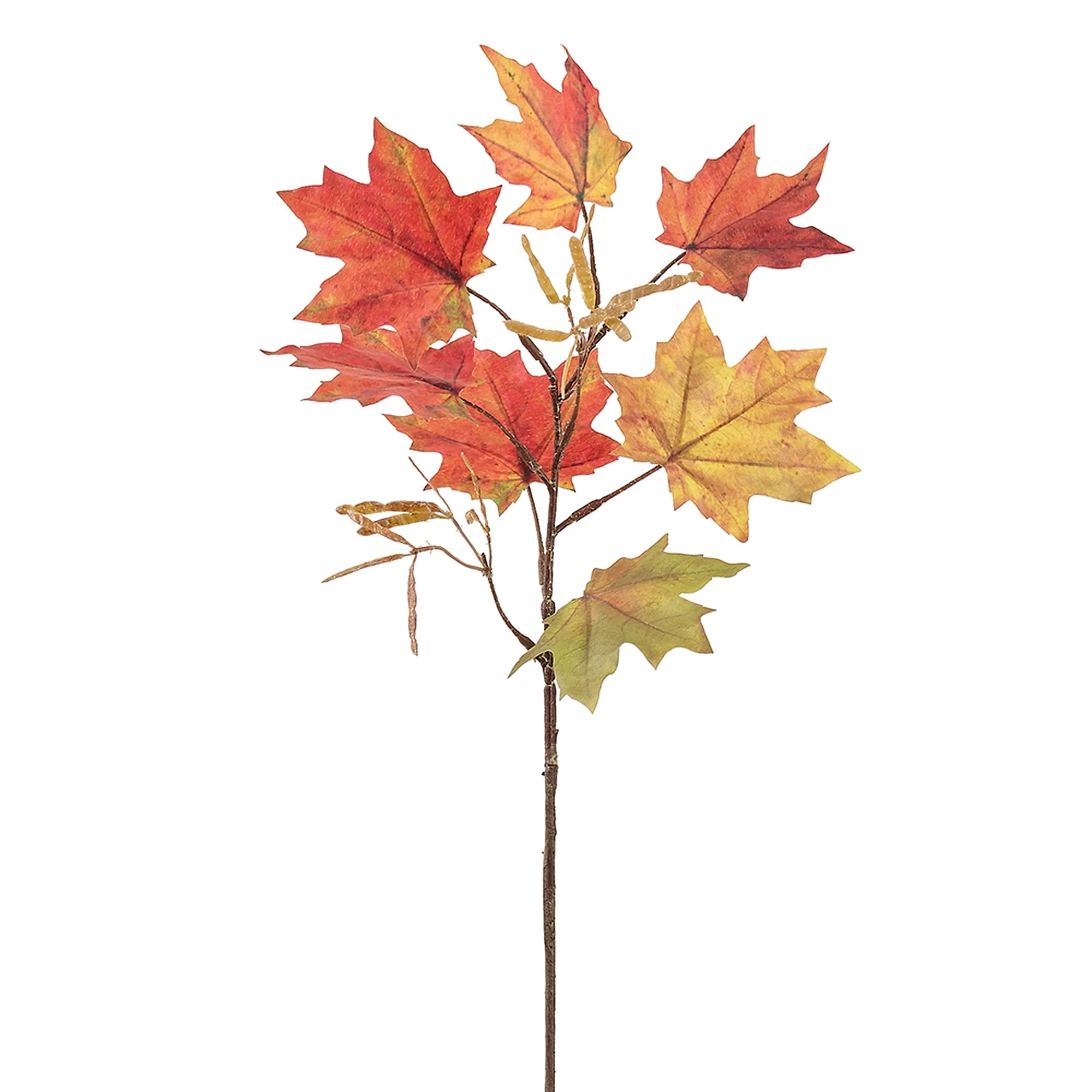 18" Artificial Maple Leaf Stem -Orange/Green (Pack of 12)