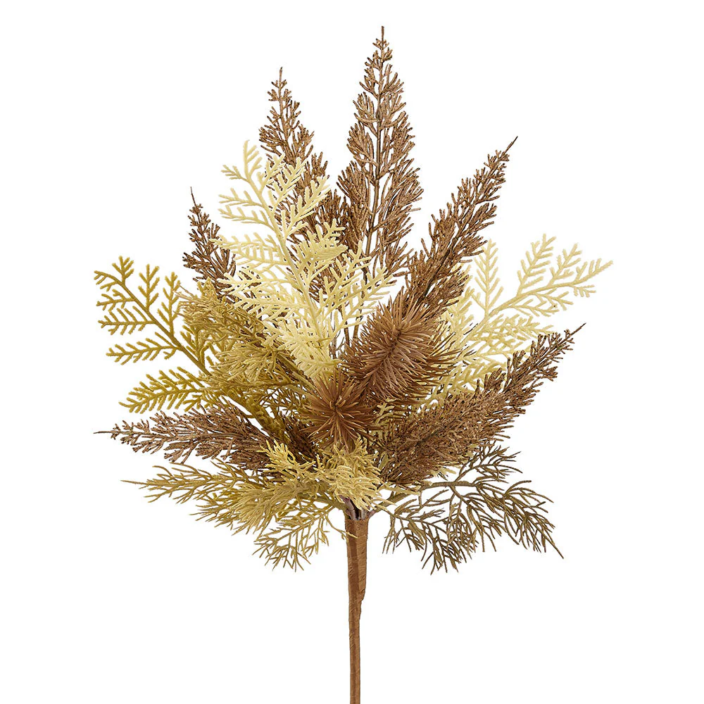 18" Artificial Mixed Cedar & Pine Plant -Beige/Brown (Pack of 12)