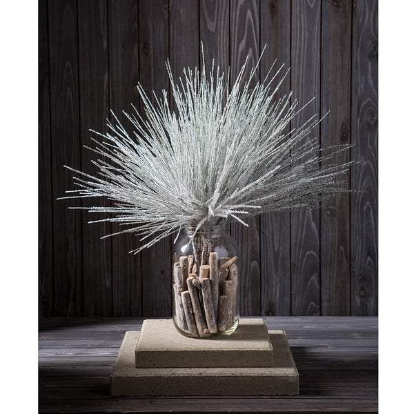 18" Artificial Snowy Long Needle Pine Stem -Snow (Pack of 36) - Image 2