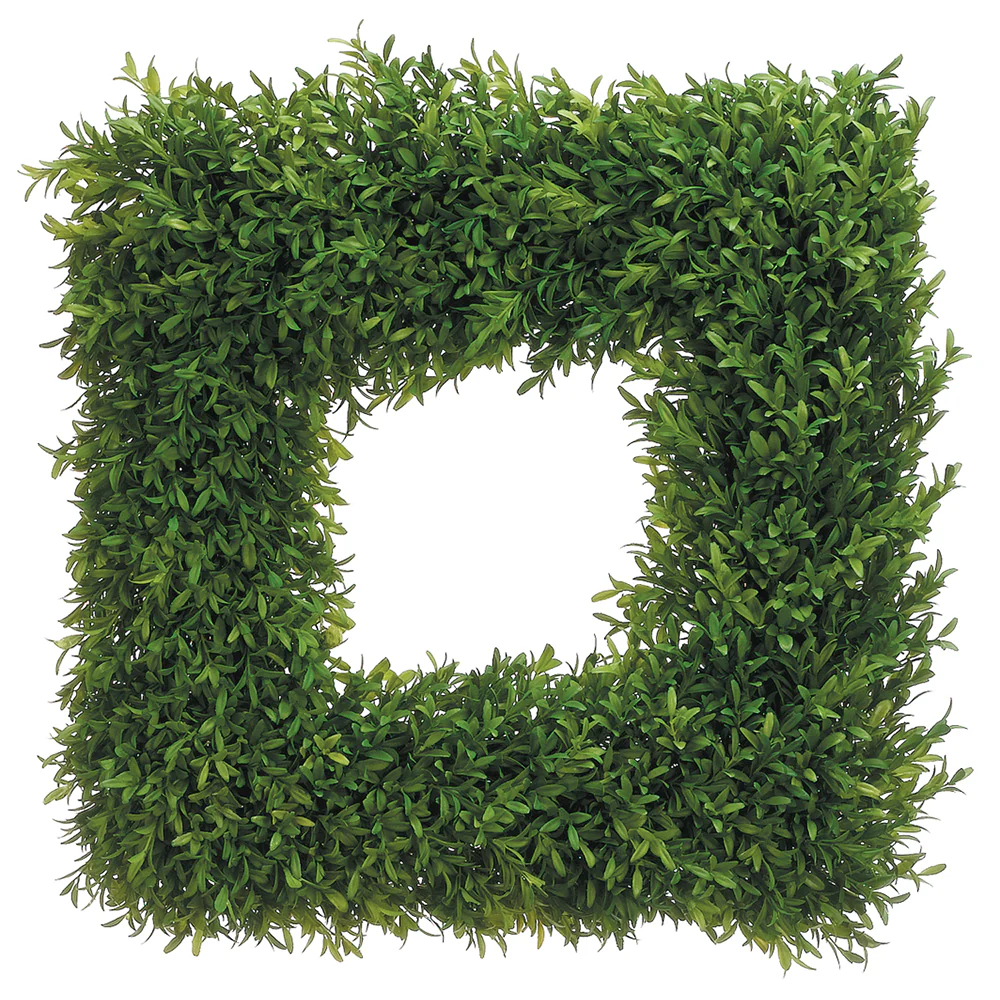 18" Artificial Tea Leaf Square-Shaped Wreath -Green (Pack of 2)