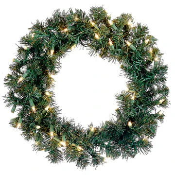 18" Artificial Windsor Pine Wreath, Pre-Lit -Green (Pack of 6)