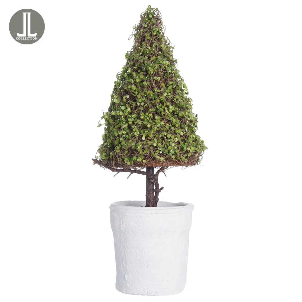 18" Baby's Tear Cone-Shaped Artificial Topiary w/Clay Pot -Green (Pack of 4)