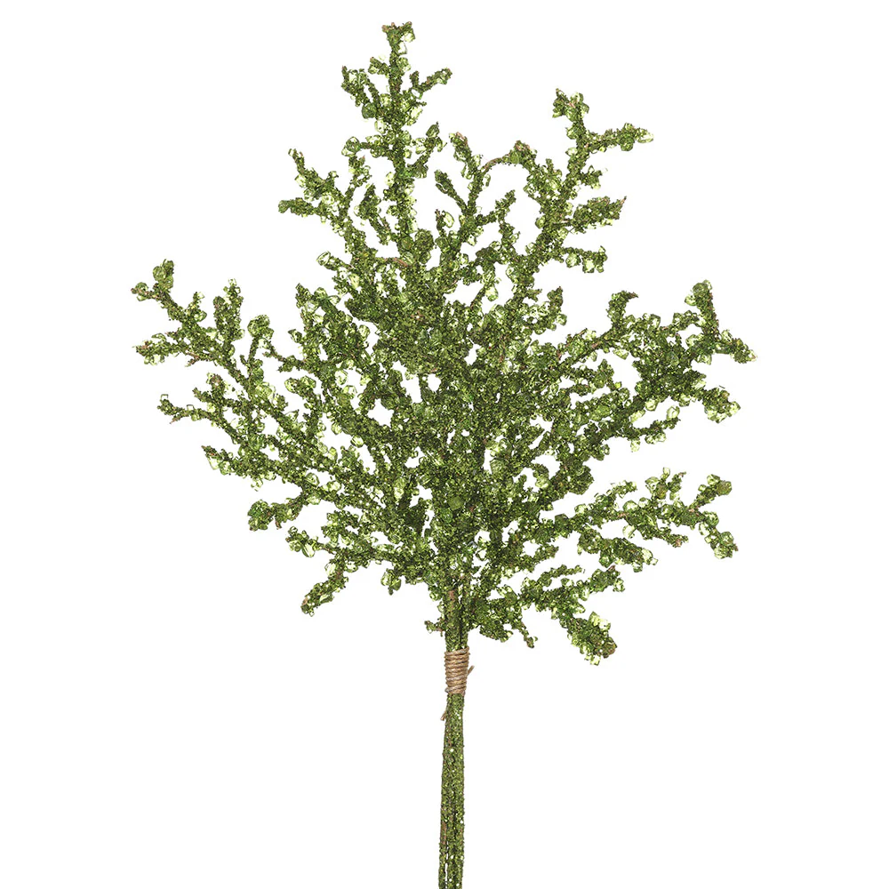 18" Beaded Diamond Artificial Stem -Green (Pack of 12)