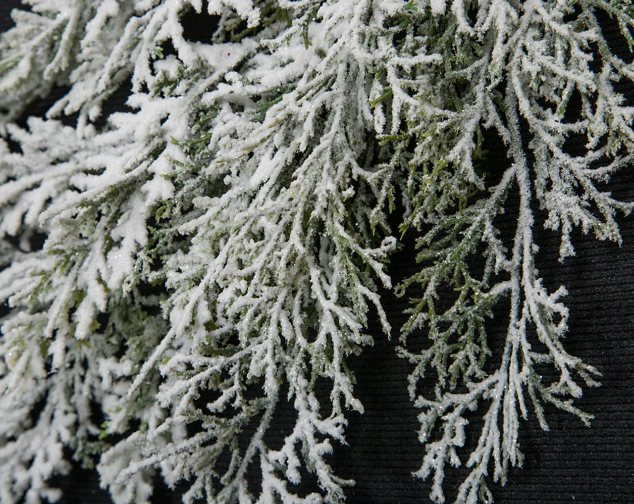 18" Flocked & Glittered Artificial Cypress Stem -White/Green (Pack of 24) - Image 2