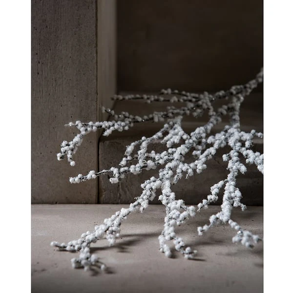 18" Flocked & Glittered Artificial Plastic Twig Stem -White (Pack of 72) - Image 2