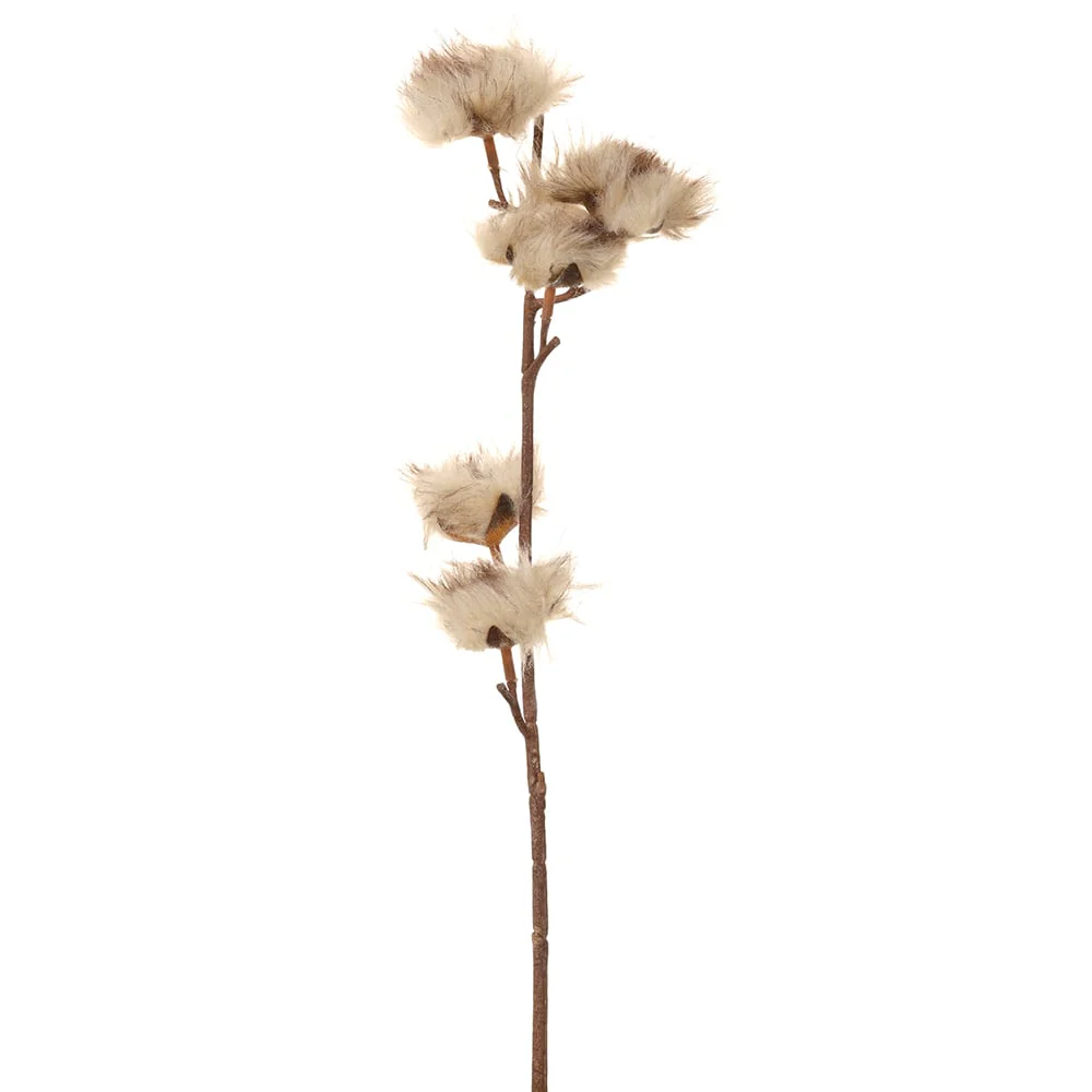 18" Fur Cotton Artificial Stem -Beige (Pack of 12)