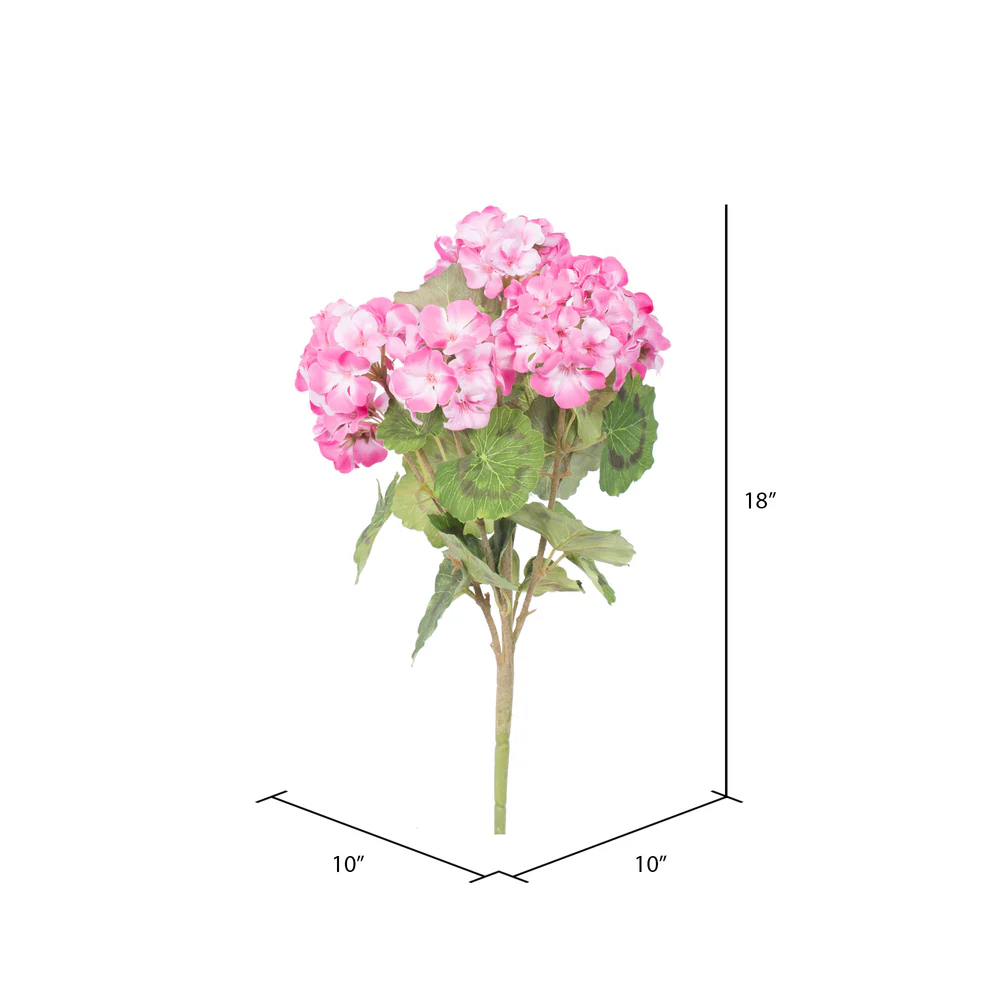 18" Geranium Silk Flower Bush -Light Pink (Pack of 8) - Image 2