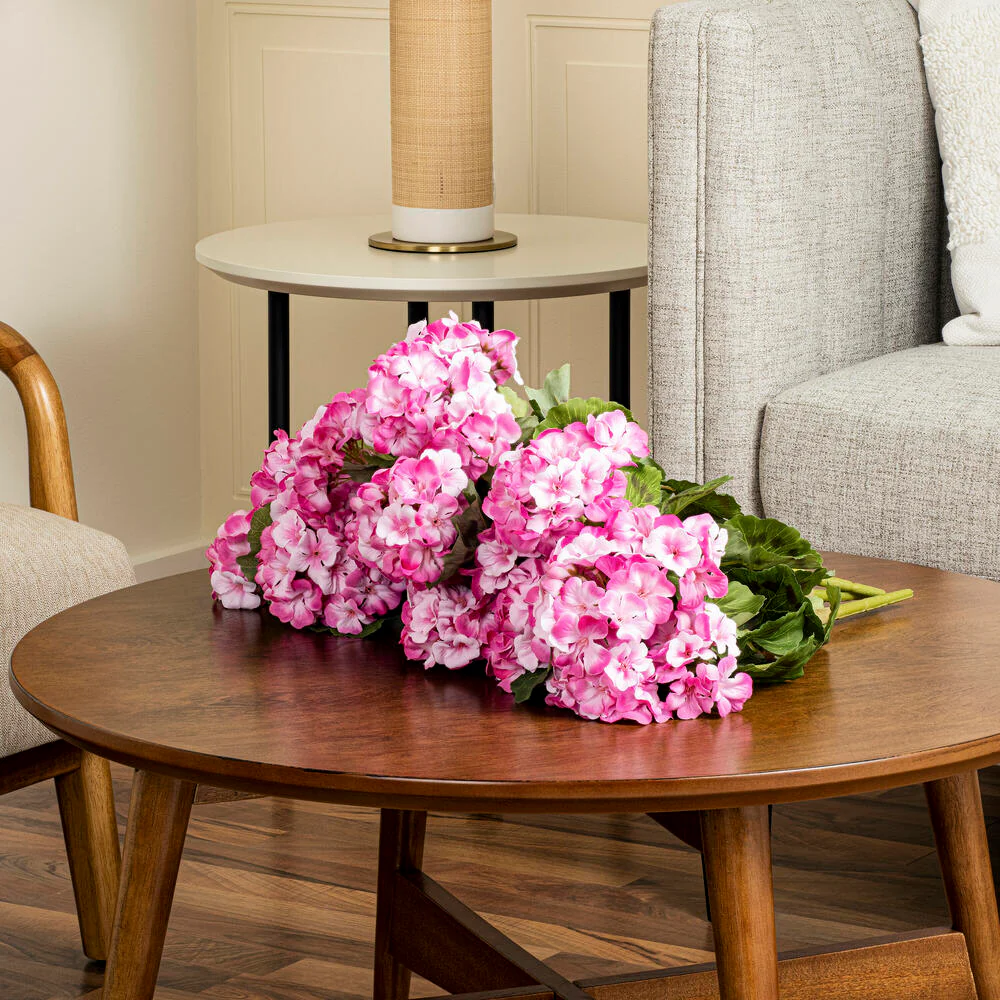 18" Geranium Silk Flower Bush -Light Pink (Pack of 8) - Image 4