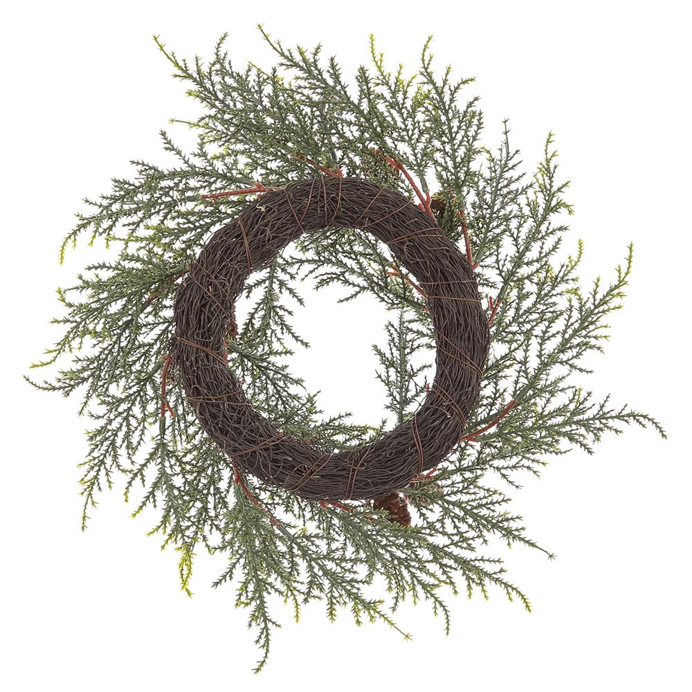 18" Glittered Artificial Pine & Pinecone Wreath -Green (Pack of 3) - Image 2