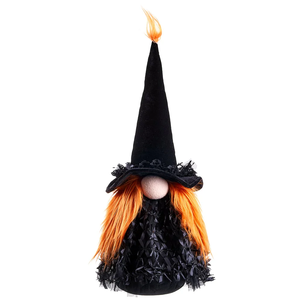 18" Halloween Witch Gnome -Black/Orange (Pack of 6)