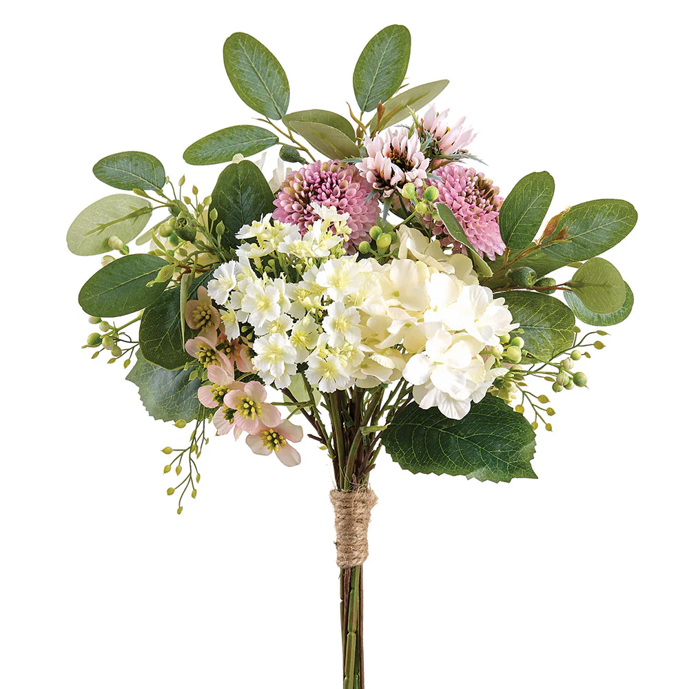 18" Hydrangea, Dogwood Blossom & Dahlia Silk Flower Bouquet -Mixed Colors (Pack of 6)