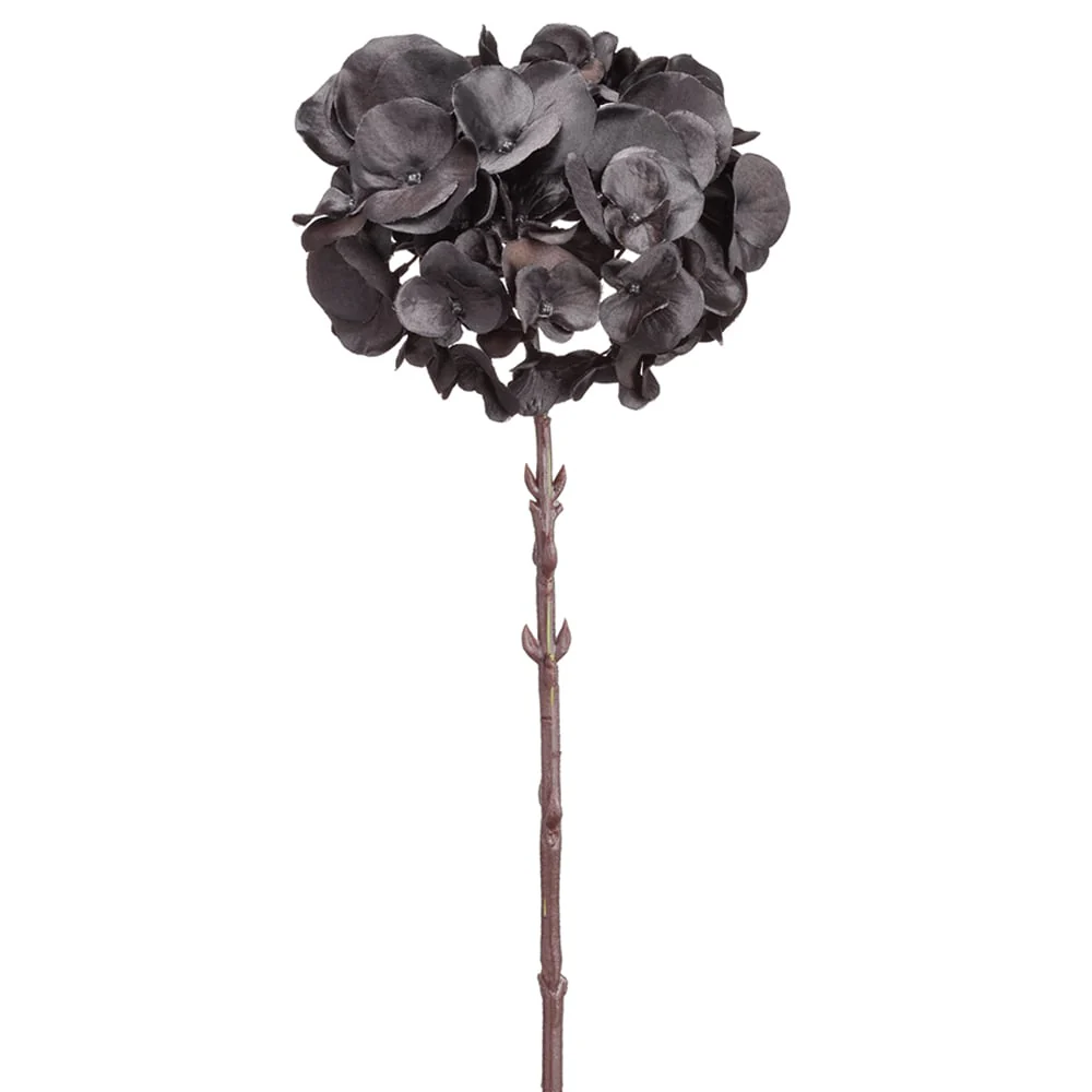 18" Hydrangea Silk Flower Stem -Black (Pack of 12)