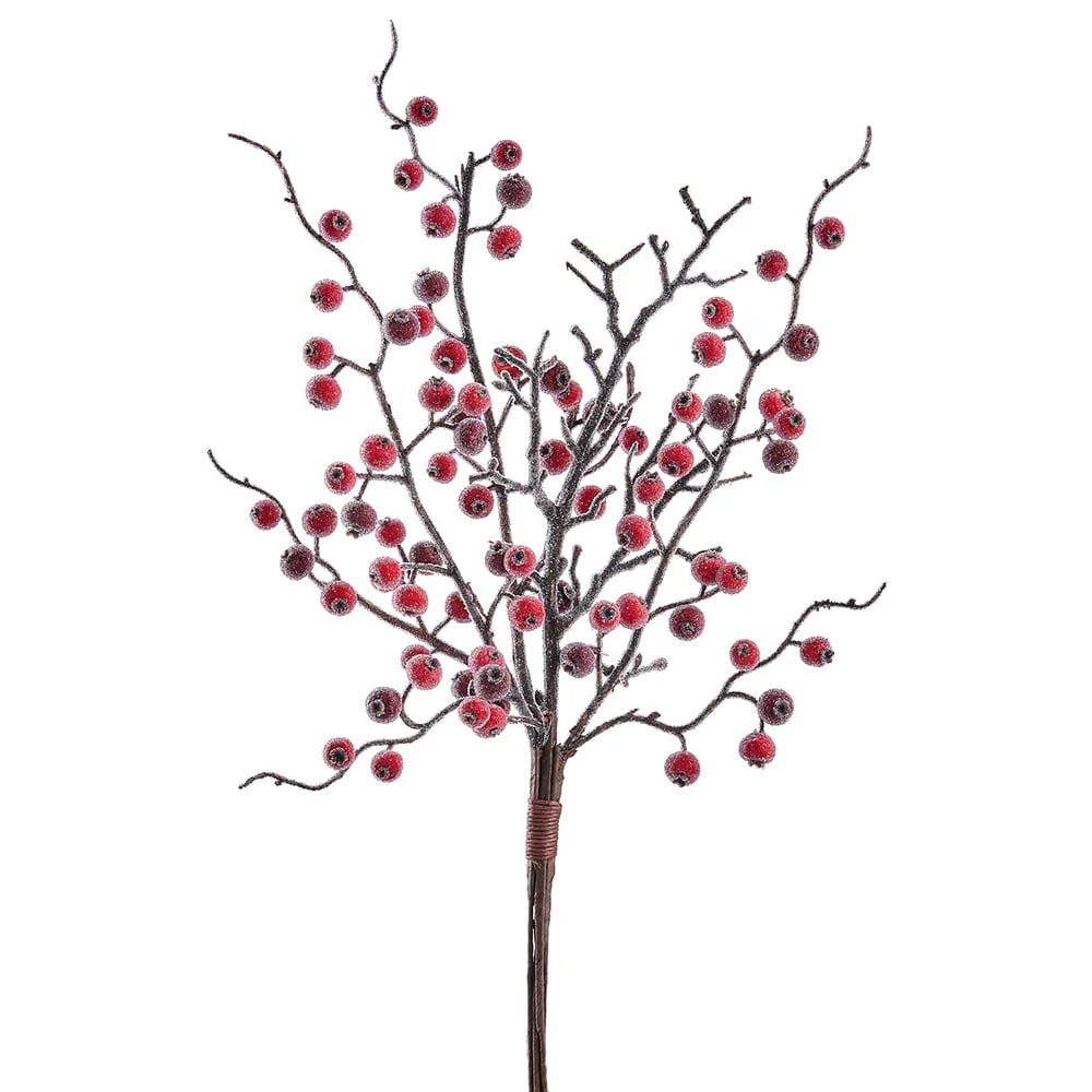 18" Iced Berry Artificial Stem Bundle -Red (Pack of 12)