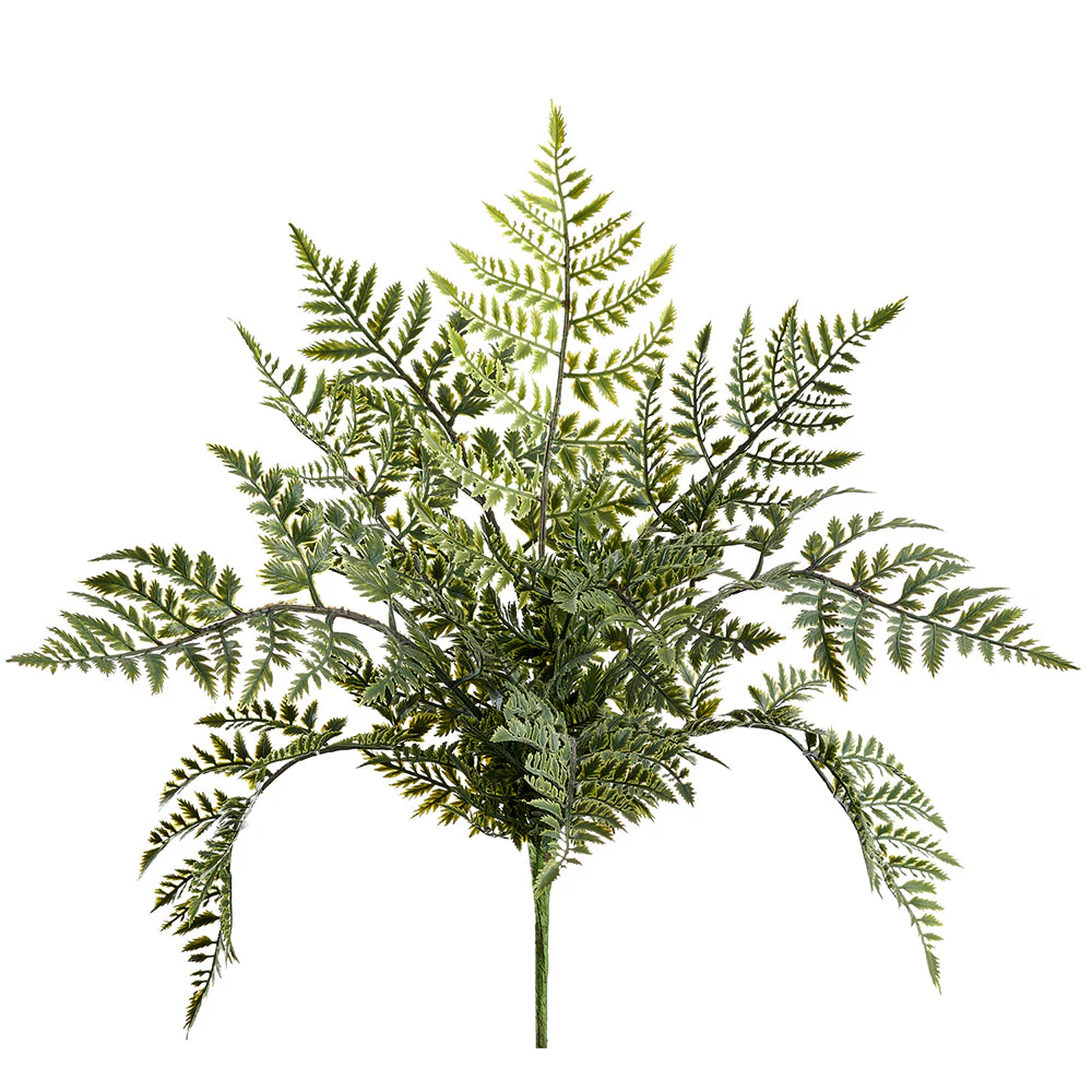 18" Leather Fern Leaf Silk Plant -Green (Pack of 12)