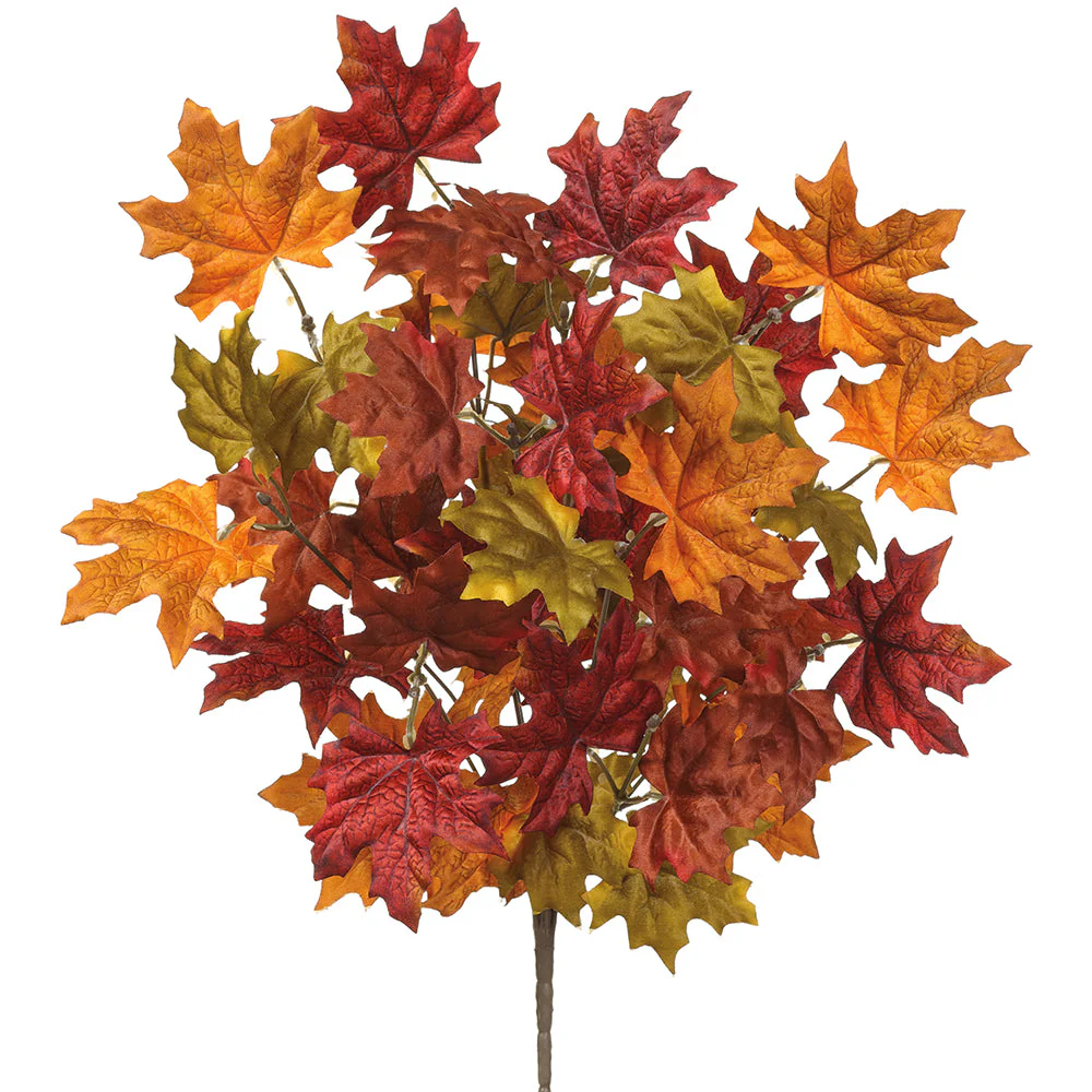 18" Maple Leaf Silk Plant -Brown/Green (Pack of 12)
