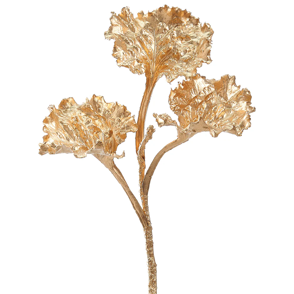 18" Metallic Artificial Kale Stem -Gold (Pack of 8)