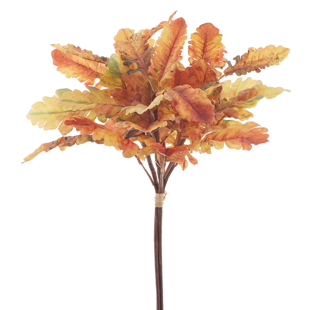 18" Oak Leaf Silk Stem Bundle -2 Tone Mustard (Pack of 12)