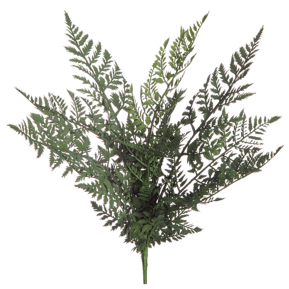 18" Outdoor UV-Resistant Artificial Leather Fern Leaf Plant -Green (Pack of 12)