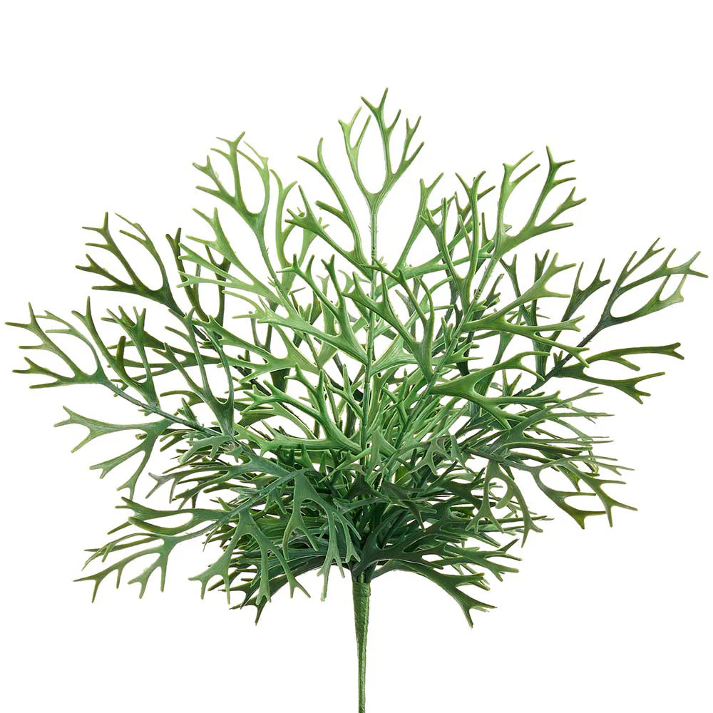 18" Outdoor UV-Resistant PE Soft-Touch Artificial Staghorn Fern Plant -Green (Pack of 12)