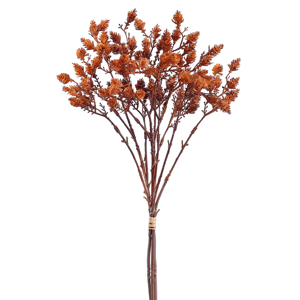 18" Plastic Artificial Pinecone Stem Bundle -Dark Orange (Pack of 12)