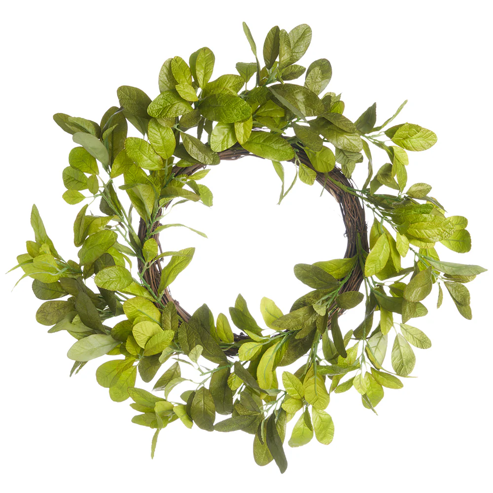 18" Silk Liparis Leaf Wreath -Green (Pack of 2)