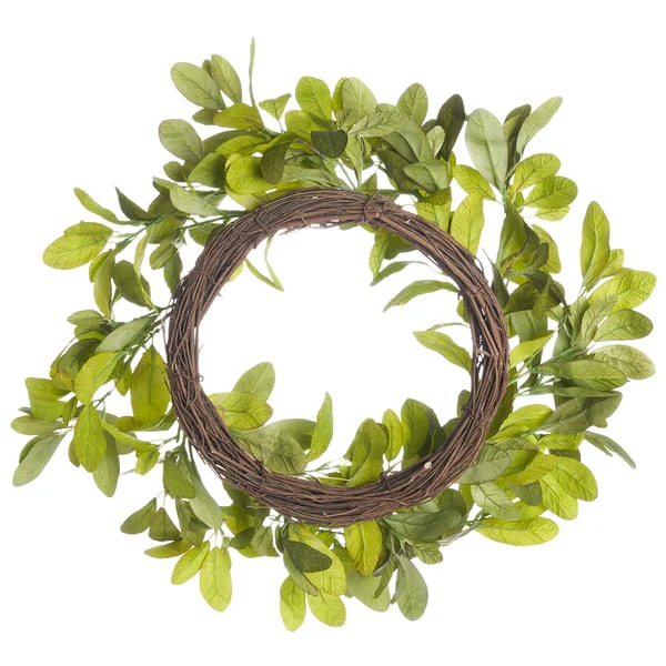 18" Silk Liparis Leaf Wreath -Green (Pack of 2) - Image 2