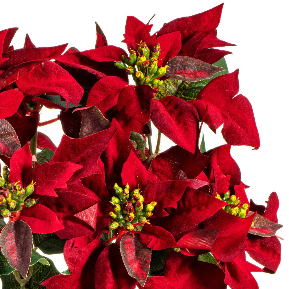 18" Silk Poinsettia Flower Bush -Red (Pack of 6) - Image 2