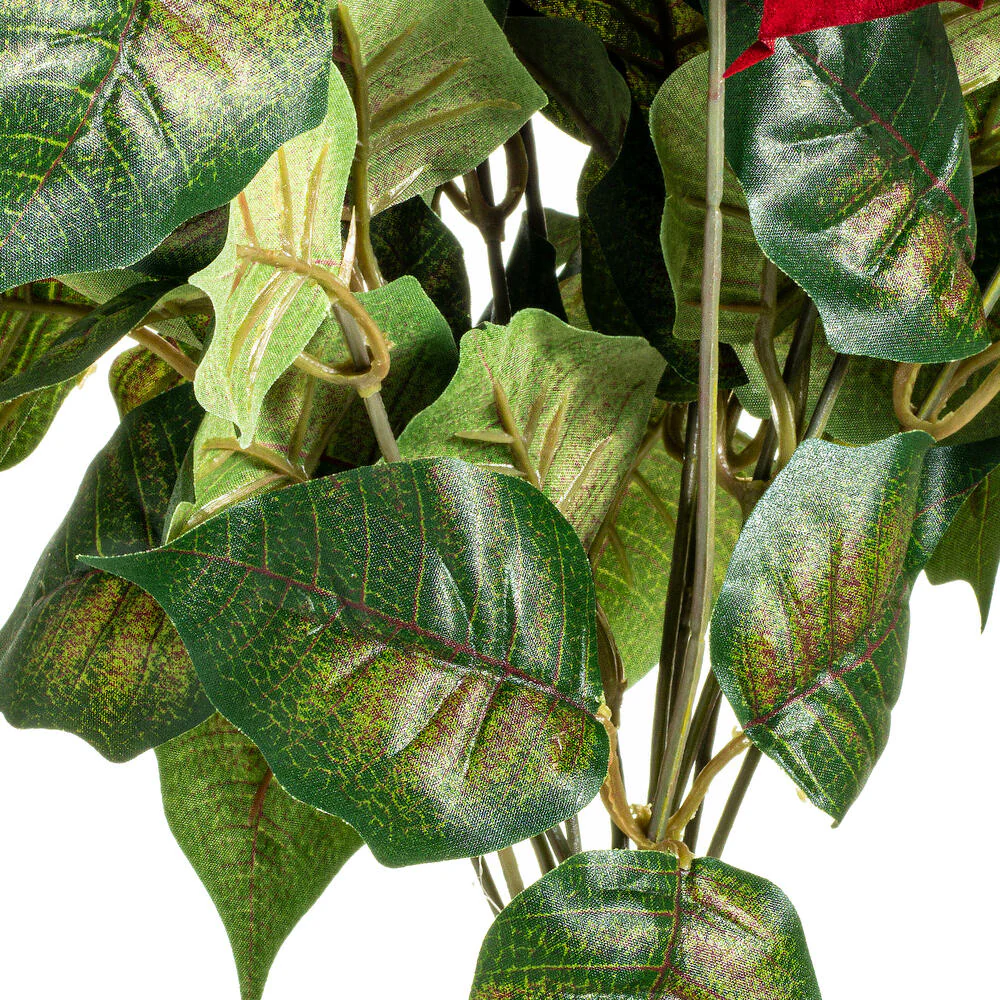 18" Silk Poinsettia Flower Bush -Red (Pack of 6) - Image 3