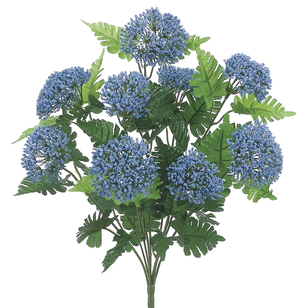 18" Silk Queen Anne's Lace Flower Bush -Blue (Pack of 12)