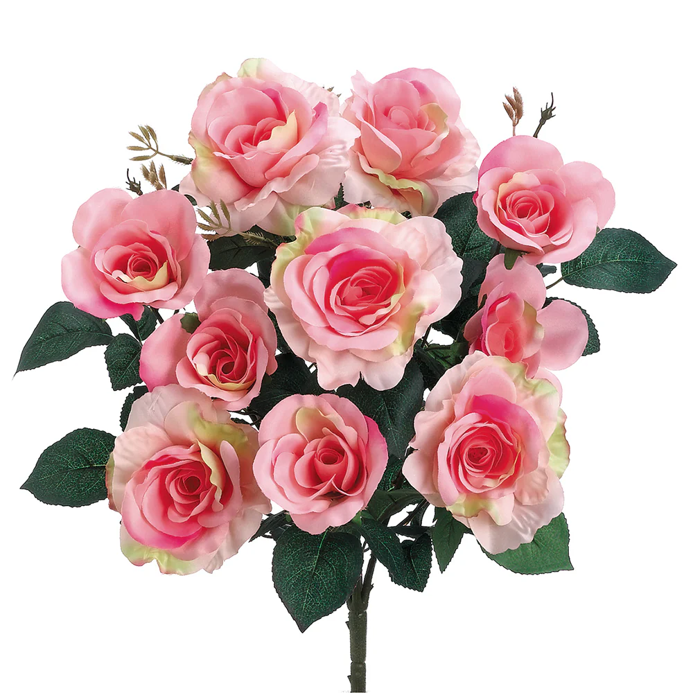 18" Silk Rose Flower Bush -Pink (Pack of 12)